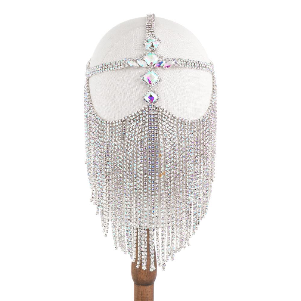 Exotic Rhinestone Tassel Mask - European  American Festival Masquerade Accessory