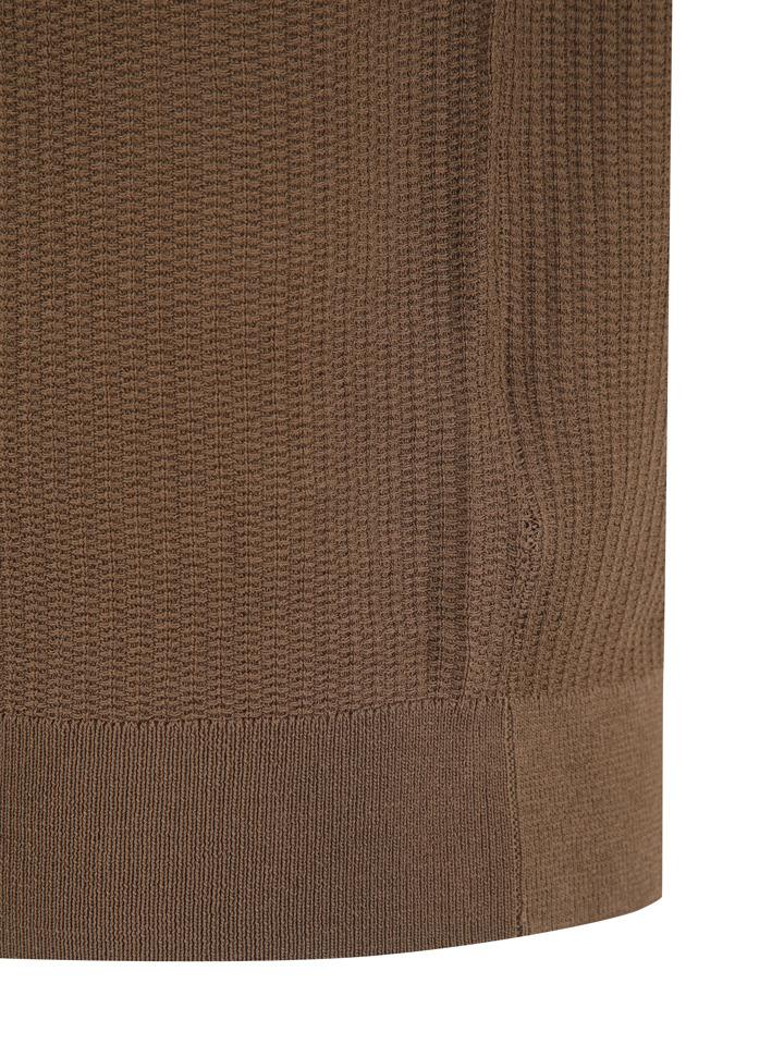 ZIOZIA Men'S) Washable Miracle Vertical Texture Short Sleeve Sweater_Brown