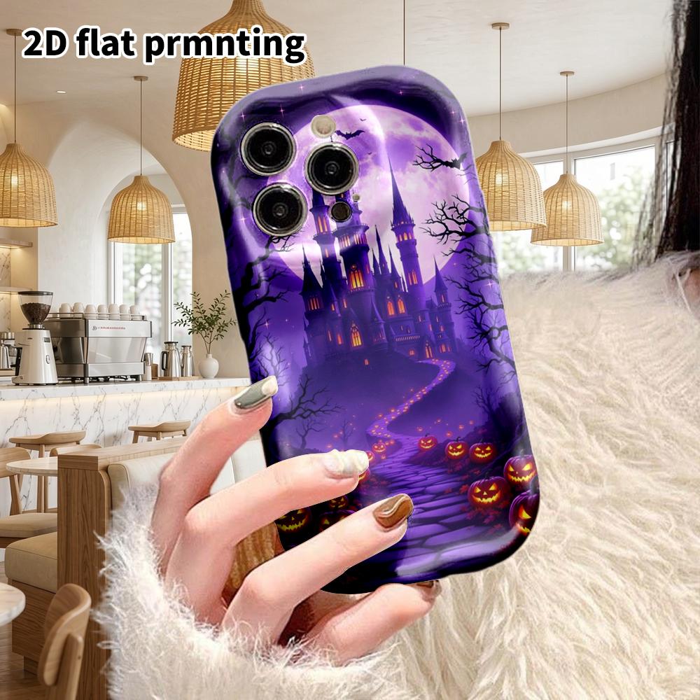 Phone Case: 2D flat design suitable for iPhone 18, 17, 16, 15, 14, 13Pro protective case, couple style, deep purple night sky, Christmas and Halloween