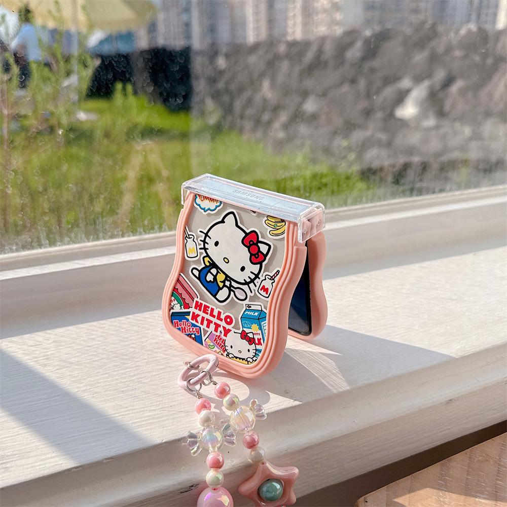 Hello Kitty Soft PC Protective Case with Lanyard for Samsung Galaxy Z Flip Series
