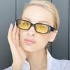 Fashion Narrow Square Frame Y2K Sun Glasses Candy Color UV400 Protection Black Shades Eyewear for Women Men