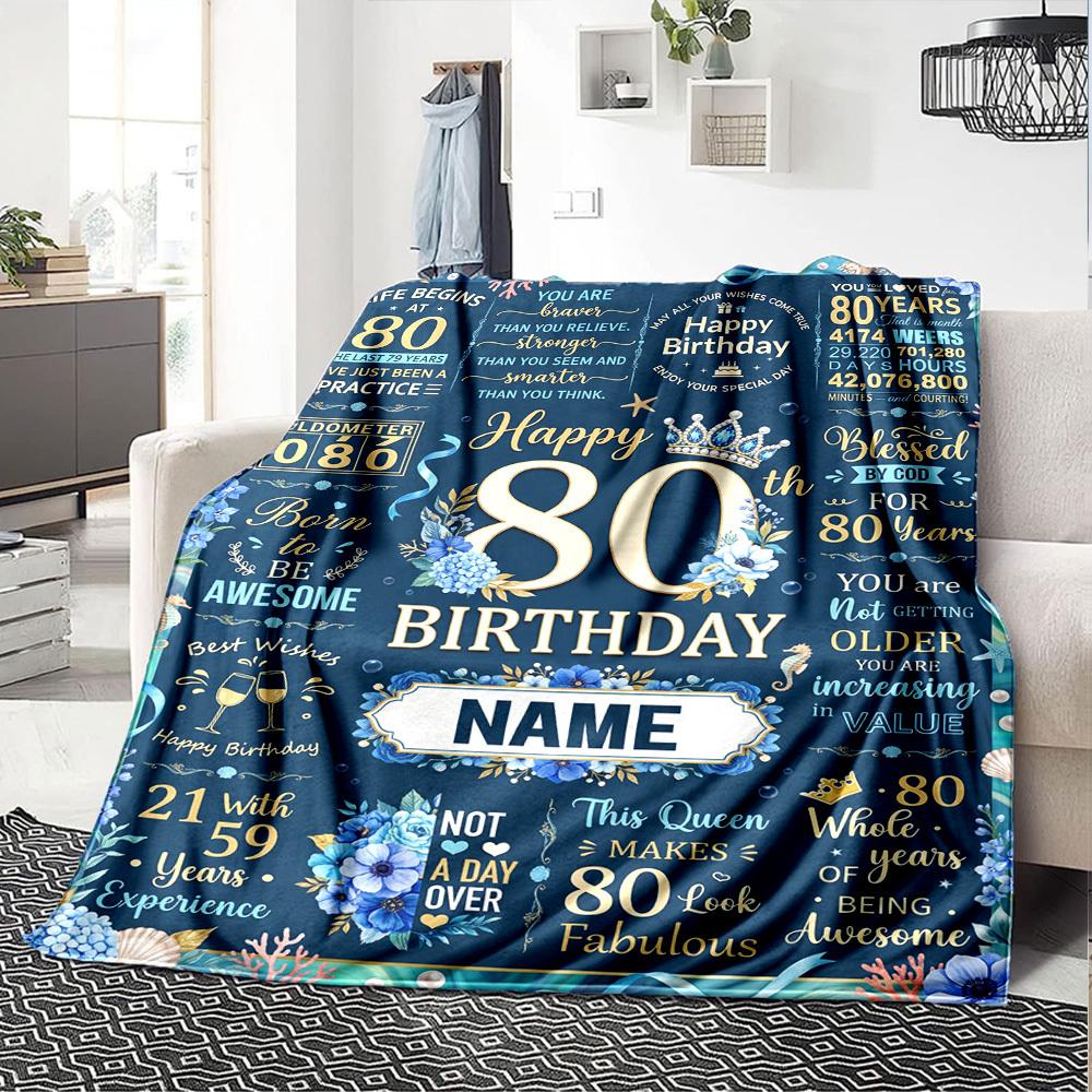 80Th Birthday Celebrationcustomize Your Name Blanket Warm Comfortable And Soft Blankets Are Suitable For Home Lunch Break Blanket Office Sofa Sofa
