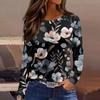 Women's 3D petal falling print fashionable long sleeved shirt