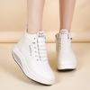 Women's Black Sneakers Height Increase White Leather Boots Platform Casual High Top Thick Sole Elevator Shake Shoes for Students