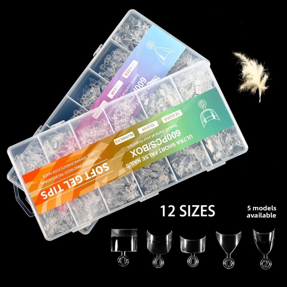 600 Stück Spurlos Nagelformen Ultradünne Halbabdeckung Falsche Spitzen für den professionellen Gebrauch in Nagelstudios