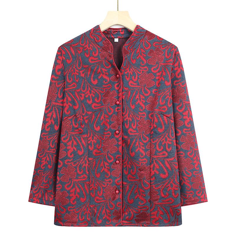 

Grandma s Lightweight Long-Sleeve Shirt for Women 60-80 Years Old 2XL (120-135 Jin) красный