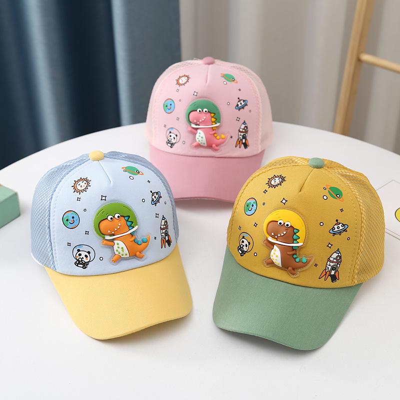 Baby Summer Baseball Cap Cartoon Dinosaur Breathable Mesh Children Sun Visor Hat Outdoor Boys Girls Adjustable Peaked Caps