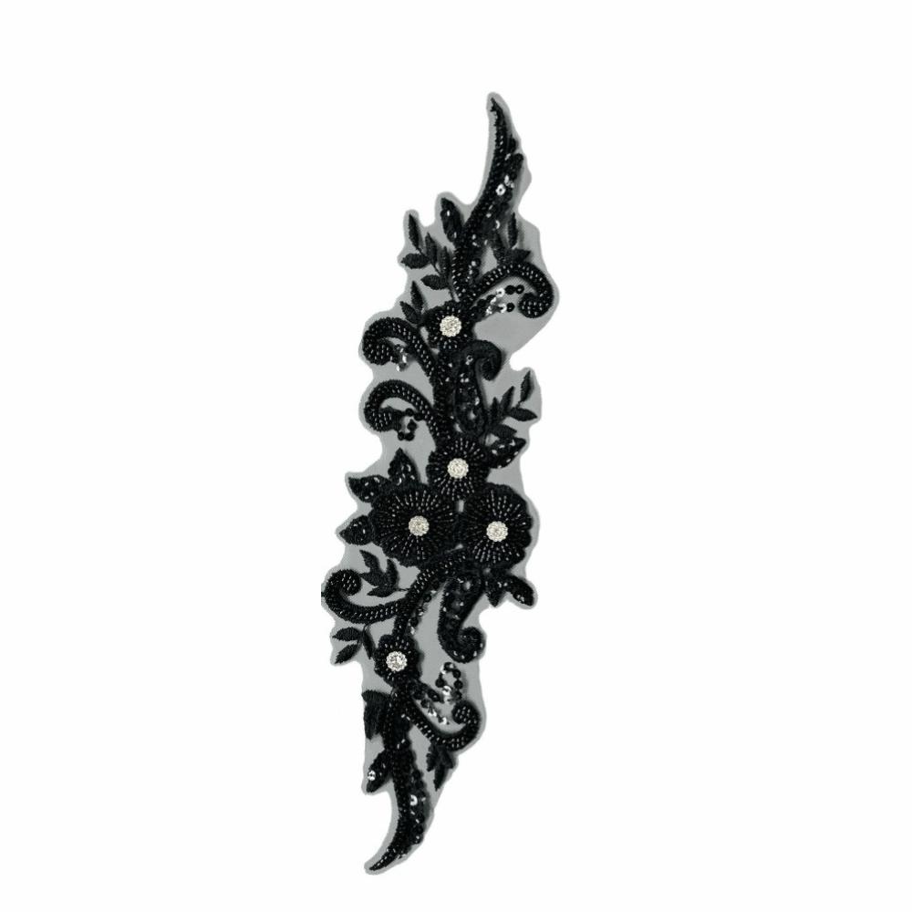 Rhinestone Flower Lace Applique Patch Glass Drill Handsewn Flower Embroidery Applique Evening Gown DIY Wedding Dress Accessories