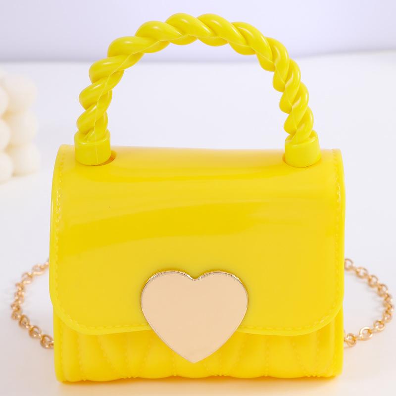 Kinder PVC Umhängetasche Münzbörse Kind Fashi Mini Handtaschen Schönes Herzmuster Dekori Handtasche Kleine Kette Gelee Tasche Für Mädchen