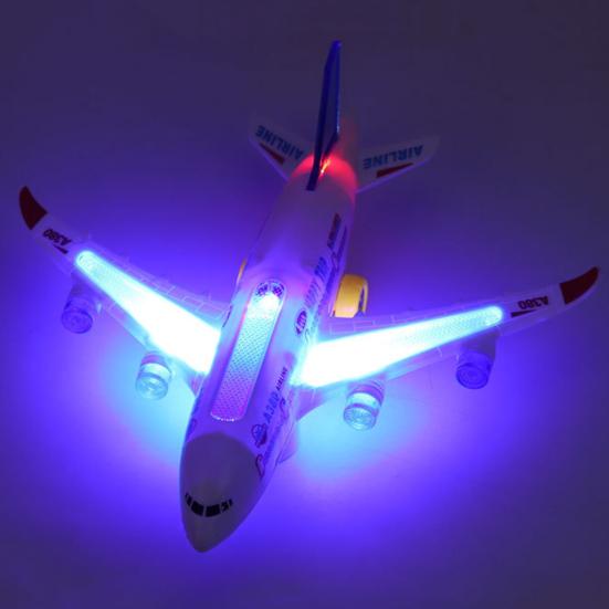 Aircraft Toy Hand-on Ability Energy-saving Kids Toy 360 Rotation Electric A380 Airplane Moving Flashing Lights Model Toy for Kids