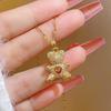 Flash Lovely Bear Pendant Necklaces for Women Golden Titanium Stainless Steel Neck Link Chain Female Jewelry Gift