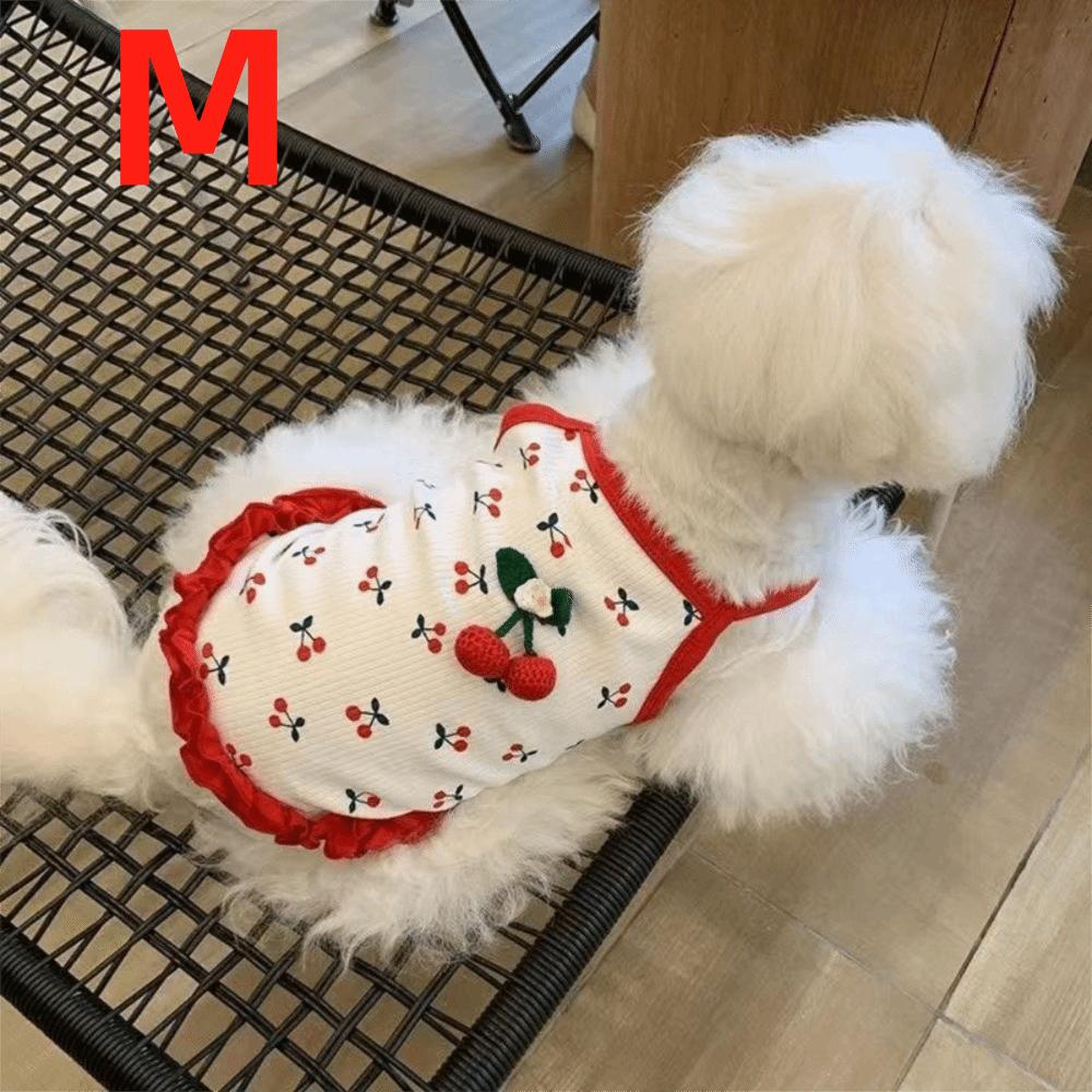 Breathable Cherry Dog Vest Soft Pet Dresses New Dog Clothes  Pet Supplies