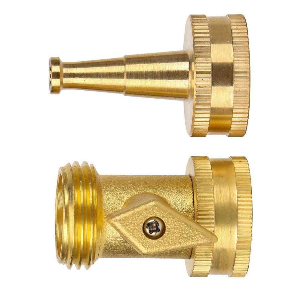 1 Set Connector And Nozzle Heavy-Duty Brass Garden Nozzle: Adjustable High-Pressure Hose Sprayer Garden Washer Accessories