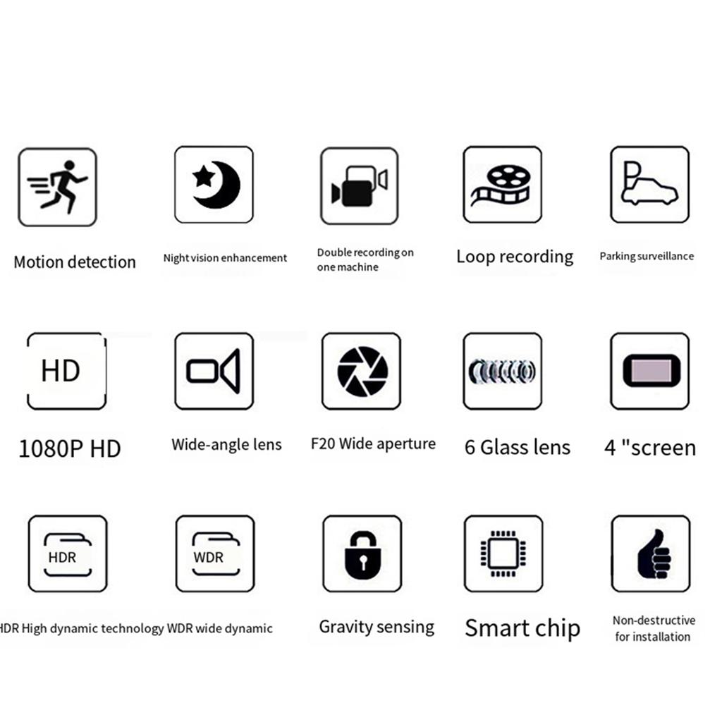 Car Driving Camcorder Support Rearview Camera Video Recorder Night Recording Black Box Cycle Dashcam 24H Parking Monitor