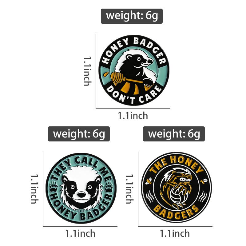 Honey Badger Don't Care Enamel Pins Fun Animal Memes Brooches Lapel Badges Cartoon Round Jewelry Gift for Friends