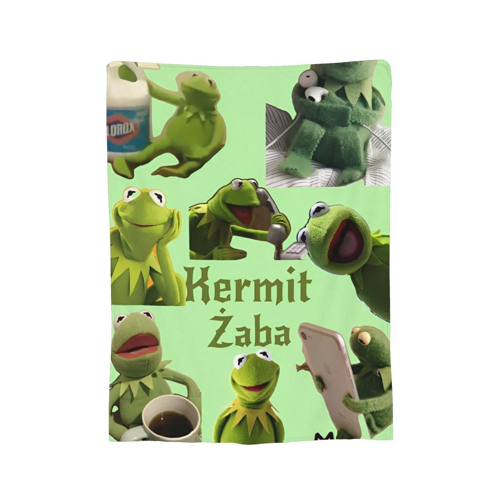 Cute Kermit The Frog Blankets Flannel Soft Throw Blankets for Car Sofa Couch Bedspread