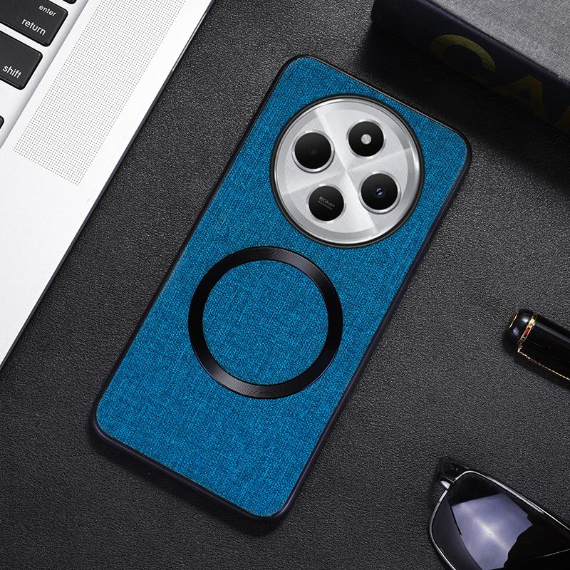 Magnetic Phone Case For Xiaomi Redmi 14C 4G/14R 5G/Poco C75 4G Drop-Proof TPU+Cloth Back Cover