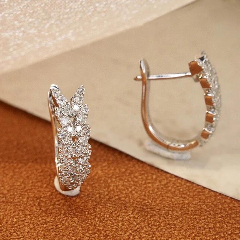 

CAOSHI Luxury Stylish Hoop Earrings for Women Lady Engagement Accessories with Brilliant Cubic Zirconia Delicate Dainty Zircon