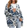 Women's Fashion Long Sleeve Print V-Neck Button Loose Cardigan Top