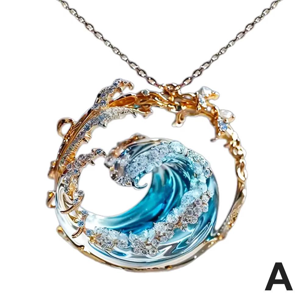 Ocean's Oath Jewelry Set, Adjustable Ocean Wave Necklace Earring, Inspirational Packs, Theme Su B8W1