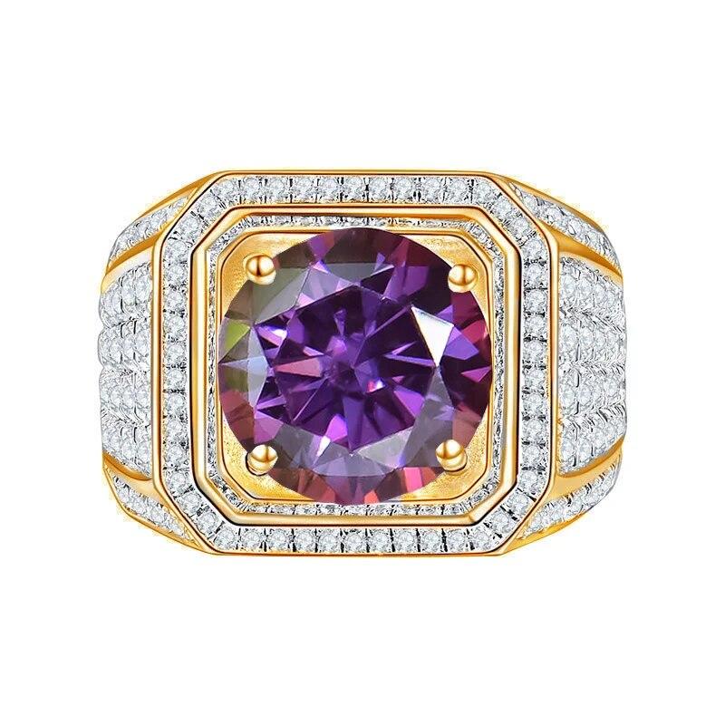 Bague Ringen Súprava zo sterlingového striebra S925 s 2CT moissanitom Nový kreatívny dominantný pánsky hviezdicový prsteň