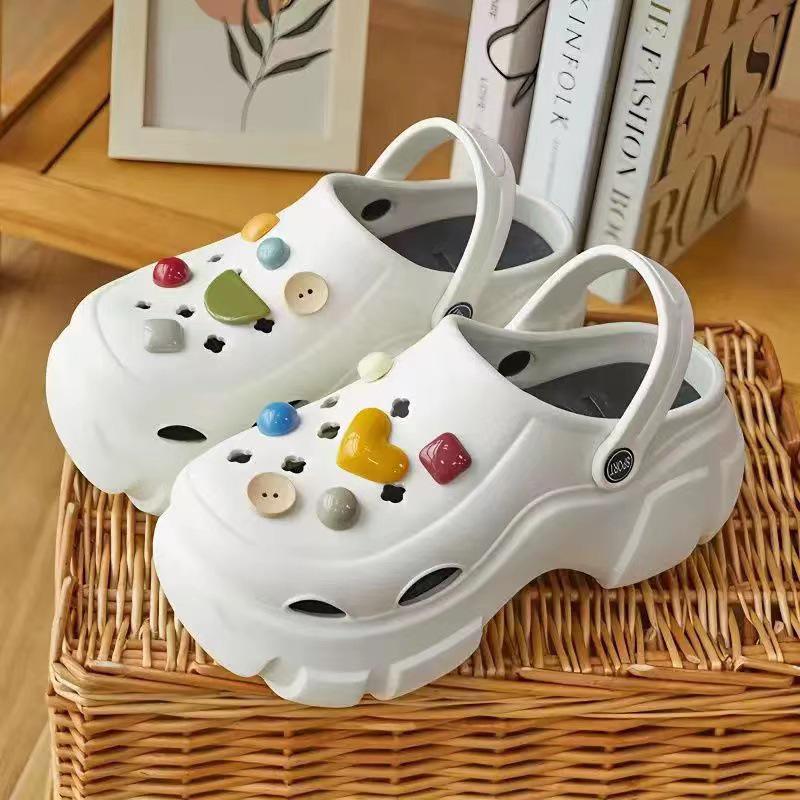 Sabotți cu talpă groasă pentru femei, care adaugă înălțime: Elegant, Antiderapant, Respirabil, Cu vârf închis pentru Exterior, Birou, Sală de operații sau pentru Purtare de vară.