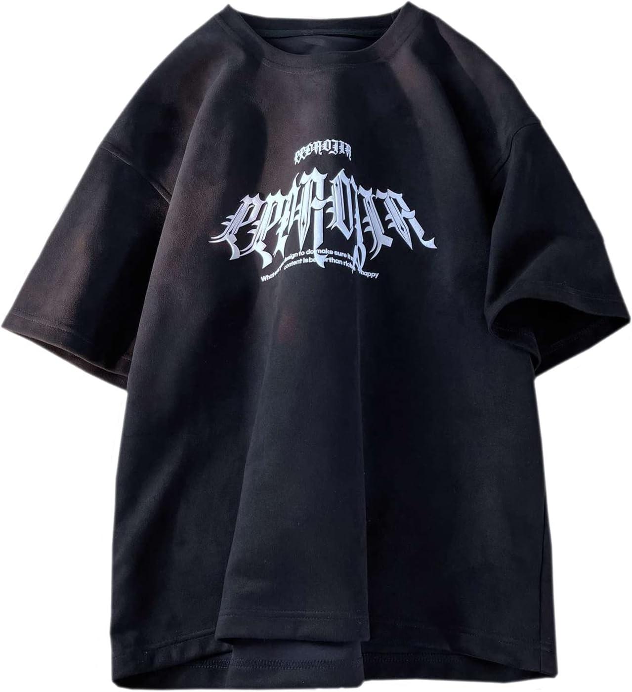Men Vintage Crewneck T-Shirt Graphic Tees Hip Hop Short Sleeve Tops… S