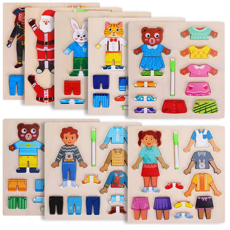 3D Animal Dress-Up Puzzle Blocks: Educational Wooden Toy for Boys & Girls