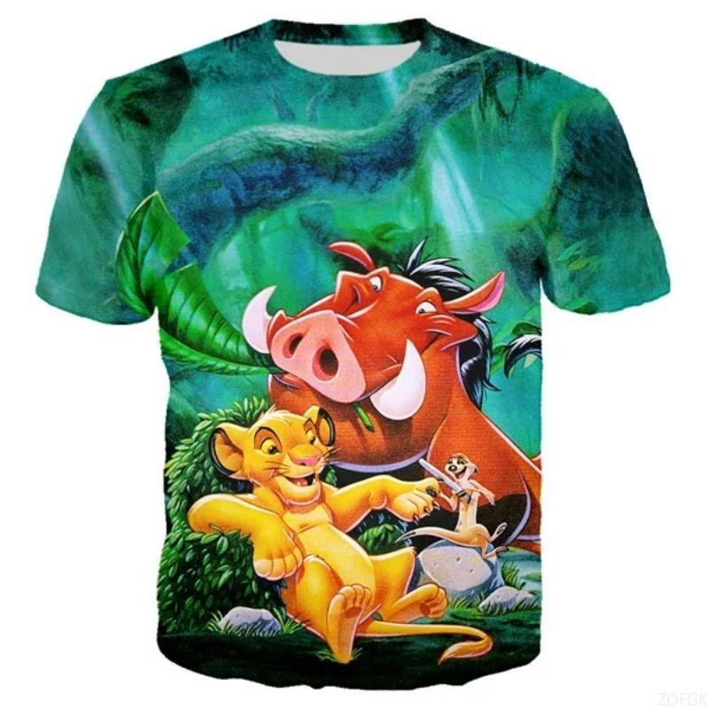 Nuova Maglietta Il Re Leone Cartone Animato Anime Stampa 3D Uomo e Donna Moda Top Manica Corta Estate