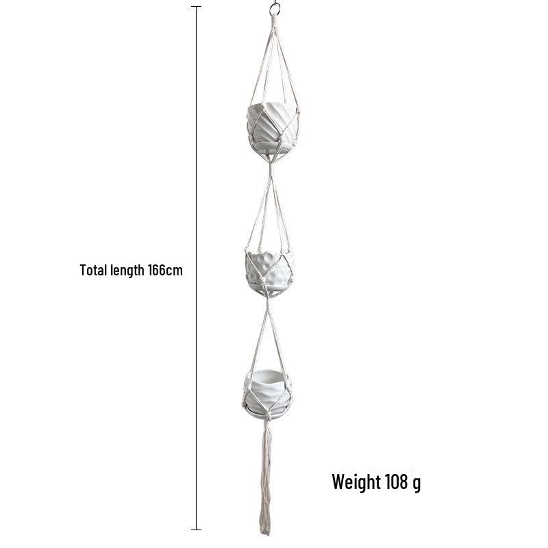Creative Woven Hanging Flower Pot Basket with Net Bag Decoration
