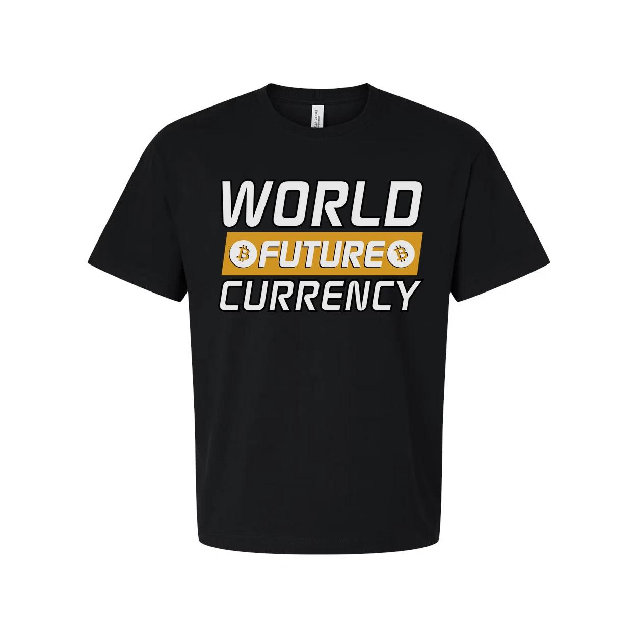 World Future Currency Crypto Unisex Graphic Tee With Bitcoin Symbols Modern Bloc XL