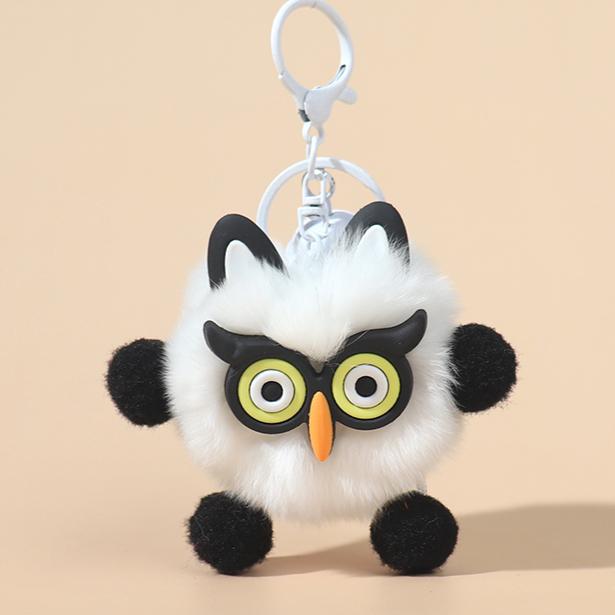 

Cute owl keychain pendant ins Internet celebrity book bag fur doll car key chain female gift рожевий
