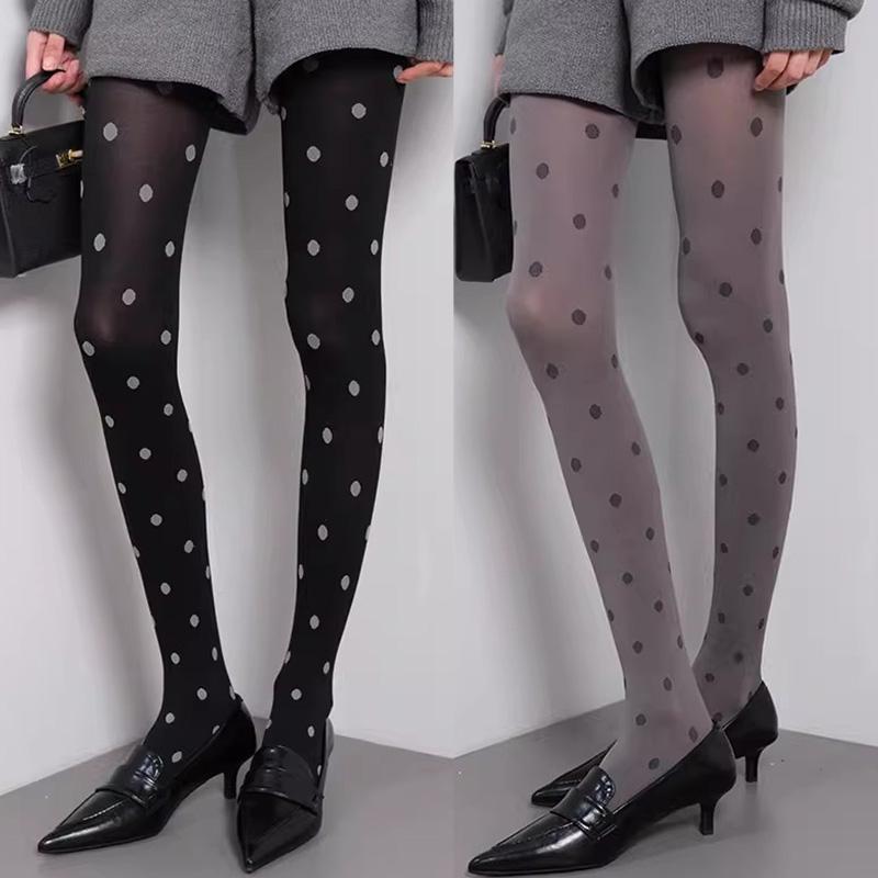 Vintage Korean Polka Dot Sheer Tights Women High Waist Pantyhose Silk Tights Women Slimming Sexy Stockings High Elastic Leggings