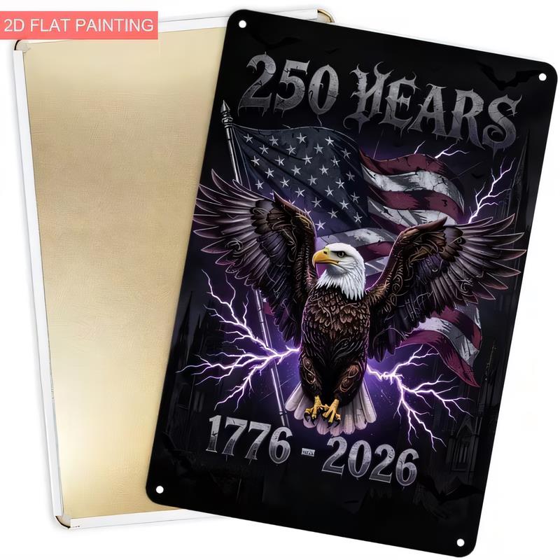 Tin Sign Years Patriotic Eagle Flag Metal Wall Art Vintage Retro Style American Independence Celebration Hanging P