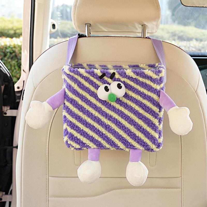 Dopamine car organizer Cartoon little monster Car trash can Car seat back organizer storage box