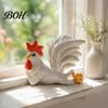 Vintage Style Home Accessories White Rooster Statue with Enchanting Posture & Long Eyelashes, Creative Table Art Sculpture, Funny Resin Garden
