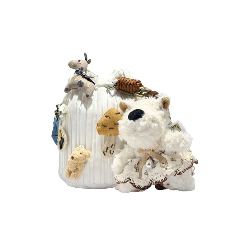 Dior DIY Stil Kosmetiktasche Zootopia Kaninchenpuppe West Highland Anhänger Blume Niedlich Täglich Vielseitigkeit Umhängetasche Haute Couture Beutel Tragbar