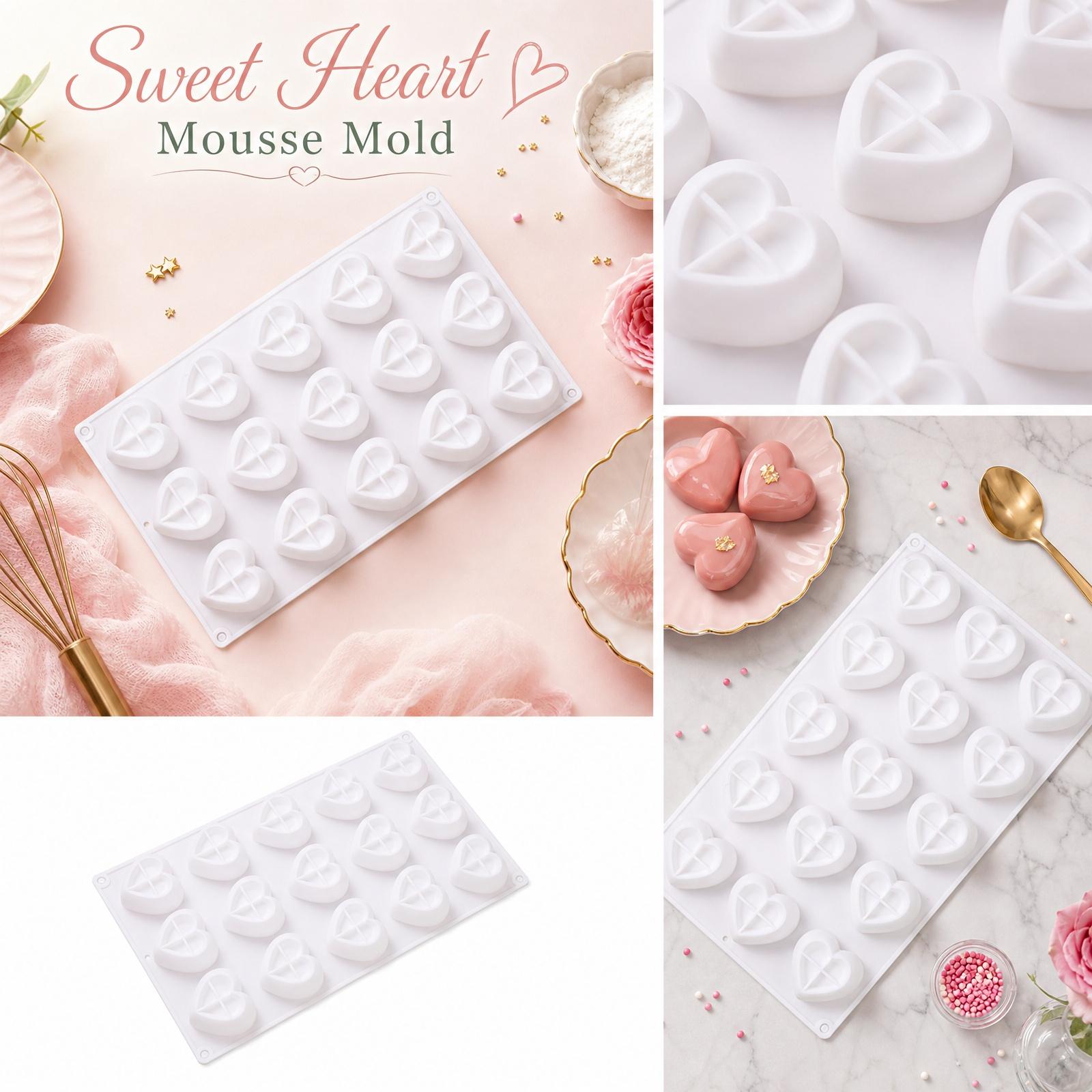 12 Cavities Heart Shape Silicone Mold for Mousse Chocolate Baking Mold Flexible Food Grade Silicone Mold Easy to Demold Baking Mold one size