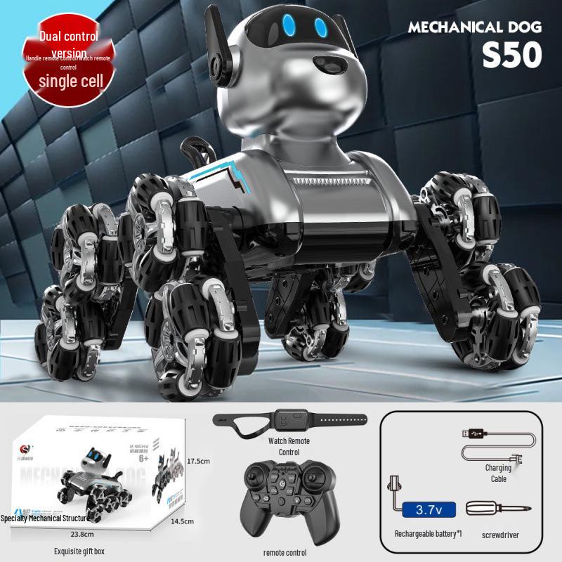Eight-Wheel Stunt Robot Dog: Gesture-Sensing Remote Control Toy for Kids