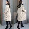Warm Thickened Winter Coat Women Loose Over Knee Cotton Padded Jacket Mid Length Large Size