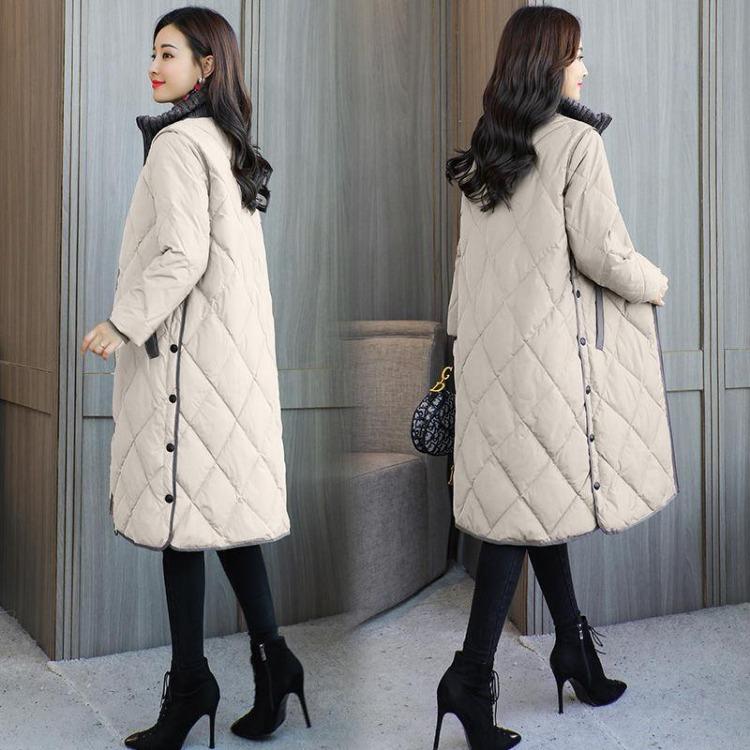 Warm Thickened Winter Coat Women Loose Over Knee Cotton Padded Jacket Mid Length Large Size