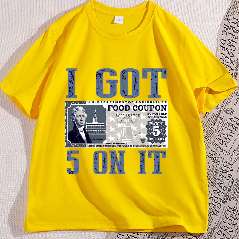 Food Stamp T Shirt I Got 5 on It Retro TShirt Funny Saying Tshirt Hustle Unisex Tee Short Sleeve Male Tees