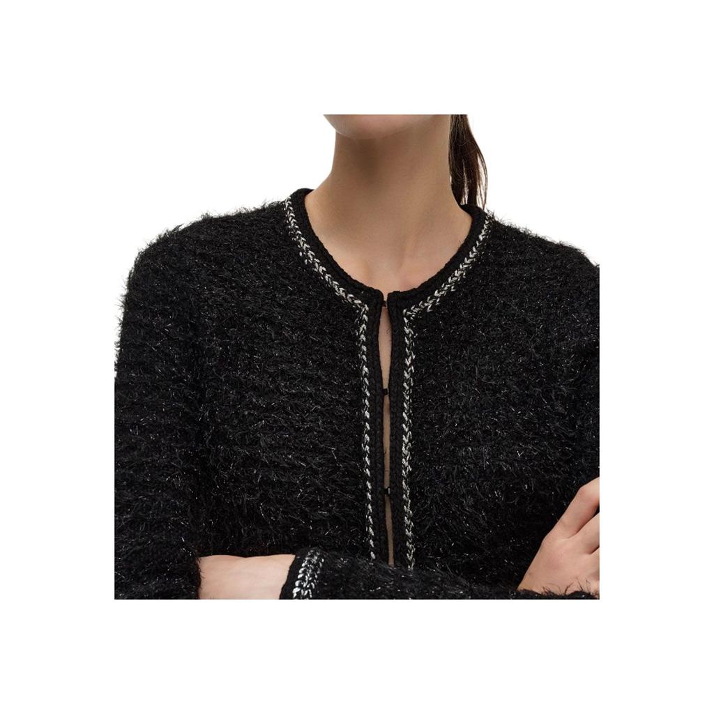 Karl Lagerfeld French Elegant Daily Commuting Dating Outfit Light Luxury Solid Color Low Round Neck Long Sleeve Coat Sweater Women Outerwear 241L2042