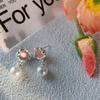 High-End S925 Sterling Silver Square Stud Earrings with Pearls: Versatile Fresh Design for Women