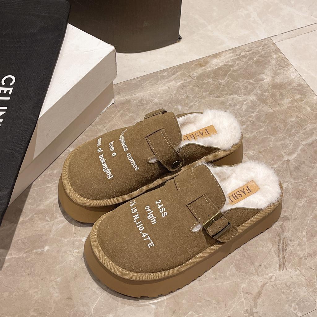 Fashion New Luxury Winter Women's Shoes Plush Fashion Retro Bean Shoes Cotton Women's Flat Sole Slippers Platform Women Boots