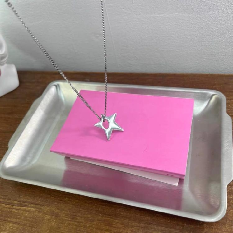 Silver Color Hollow Irregular Star Necklaces for Women Sweet and Cute Pendant