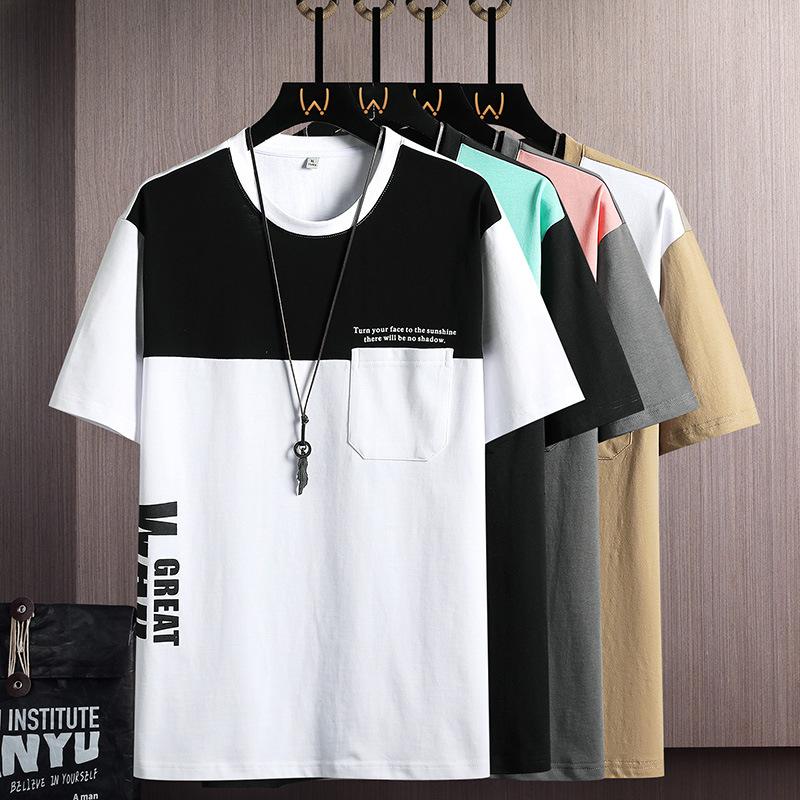 

Мужская летняя модная свободная одежда модного бренда в гонконгском стиле, студенческая футболка с круглым вырезом и короткими рукавами