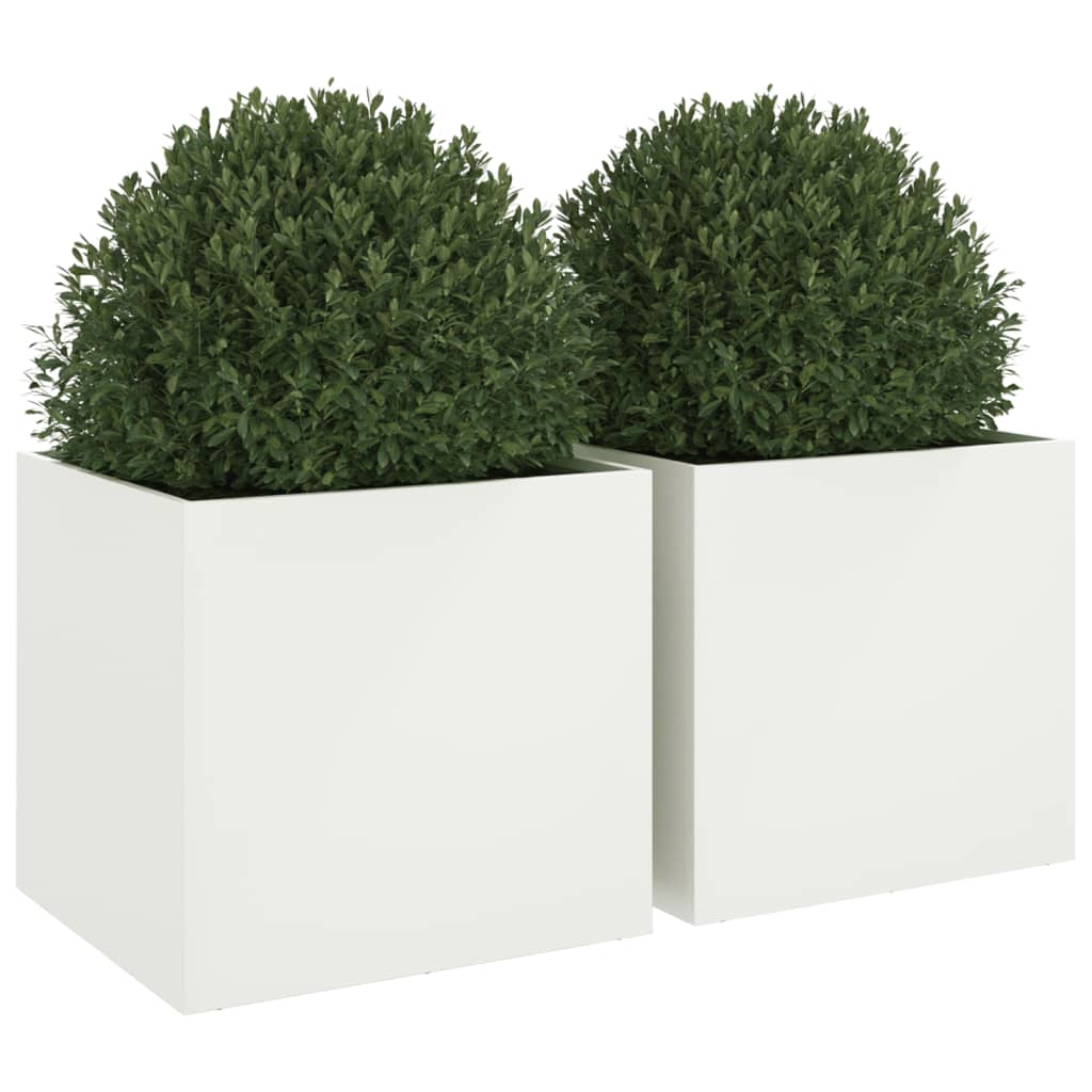 Planters 2 pcs White 49 x 47 x 46 cm Steel
