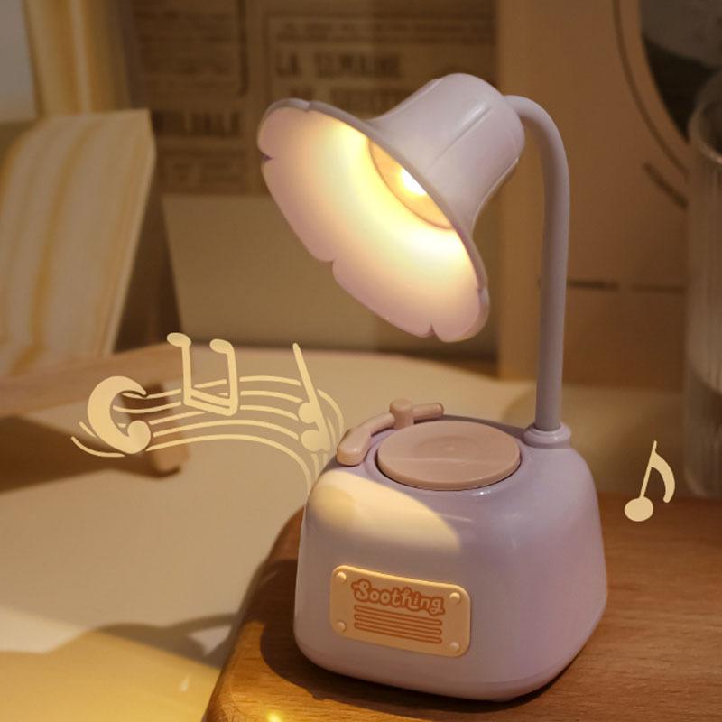 Creative Retro Gramophone Table Lamp Accessory Endless Dimming Birthday Gift Dorm Room Rechargeable Nightlight with Music
