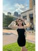 French Chic Puff Sleeve Little Black Dress - Elegant Slimming Style for Women